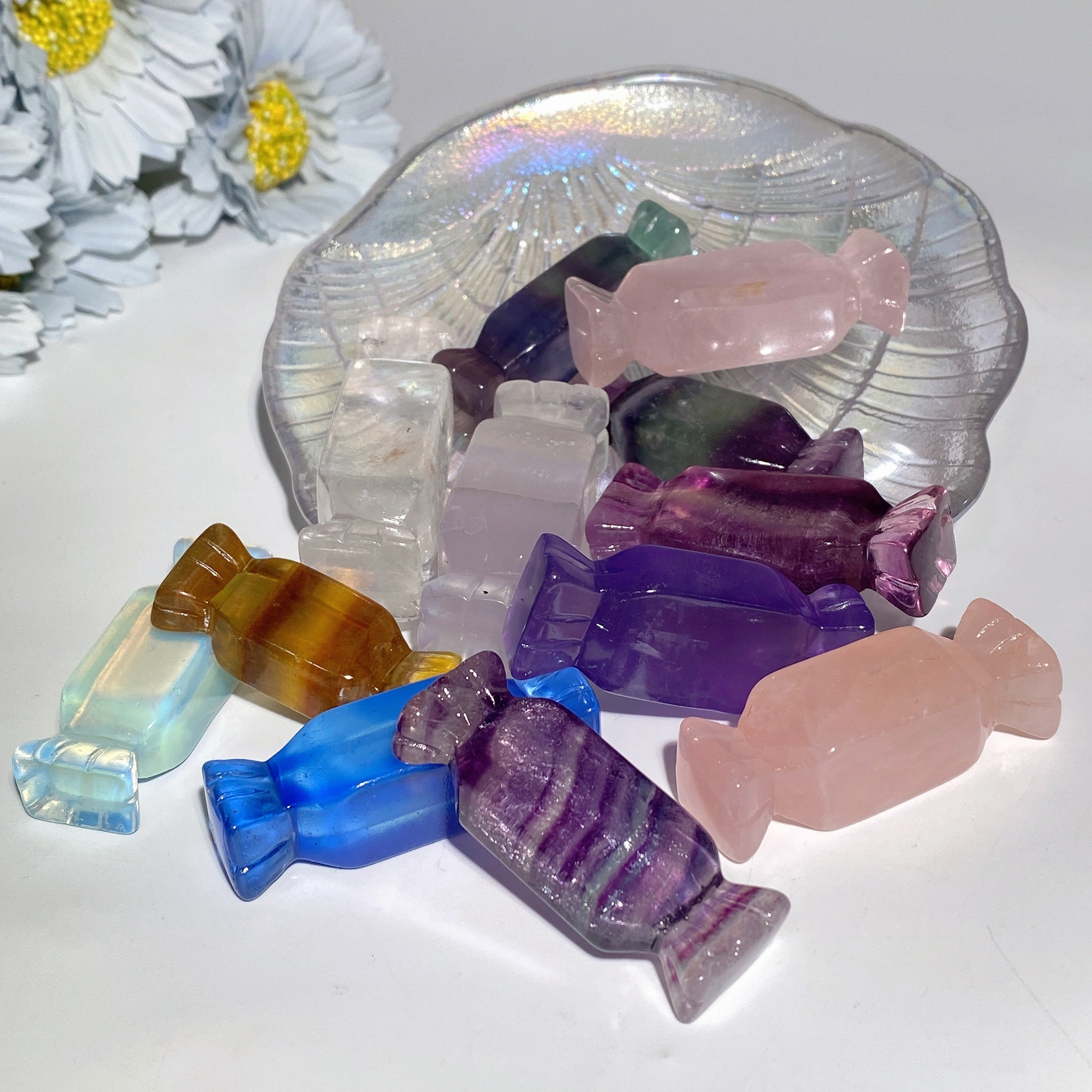 Mixed Crystal Candy Carvings 1.7-2.2 Inch Polished Quartz Shapes