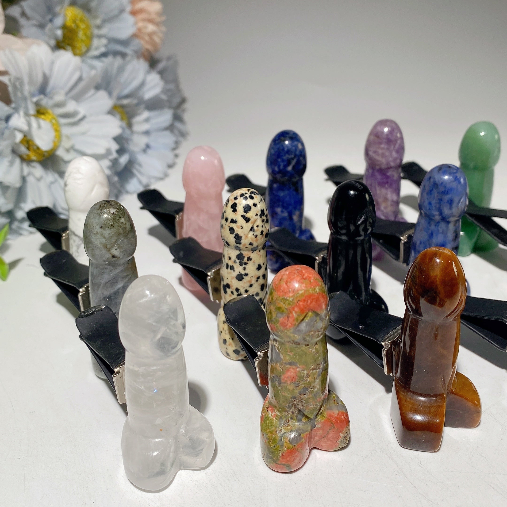 Mixed Crystal Ding Ding Air Vent Clip 2-inch Healing Stone