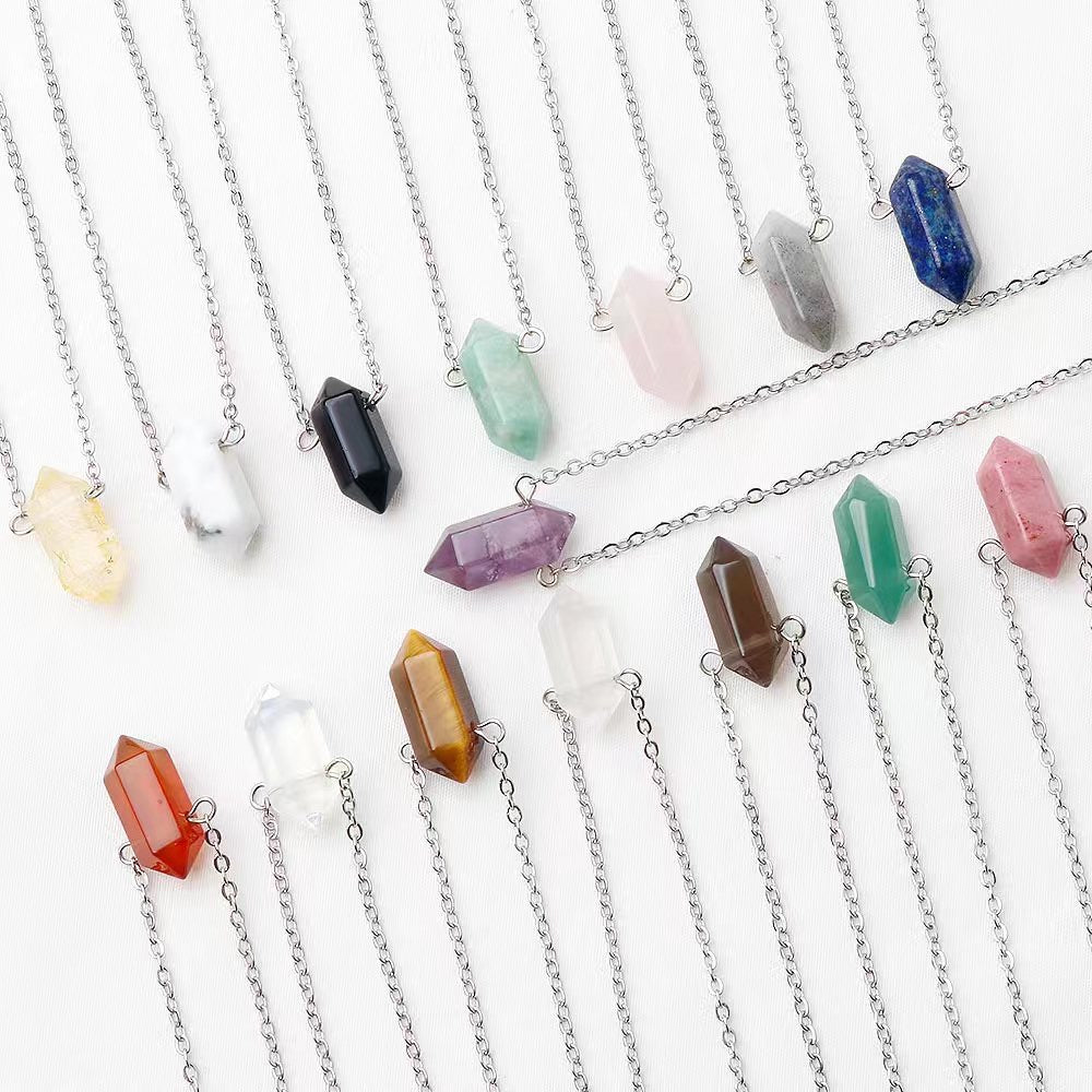 Mixed Crystal Double Terminated Point Necklace 2cm Healing