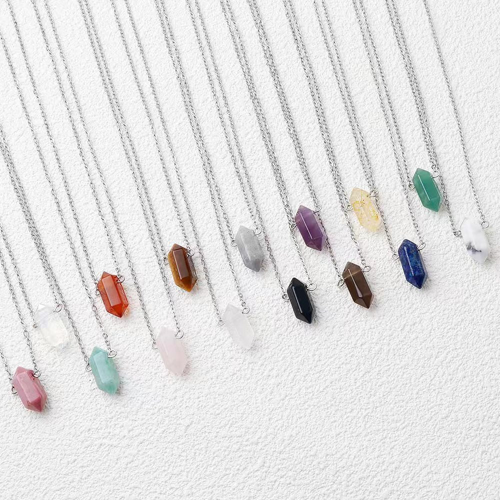 Mixed Crystal Double Terminated Point Necklace 2cm Healing