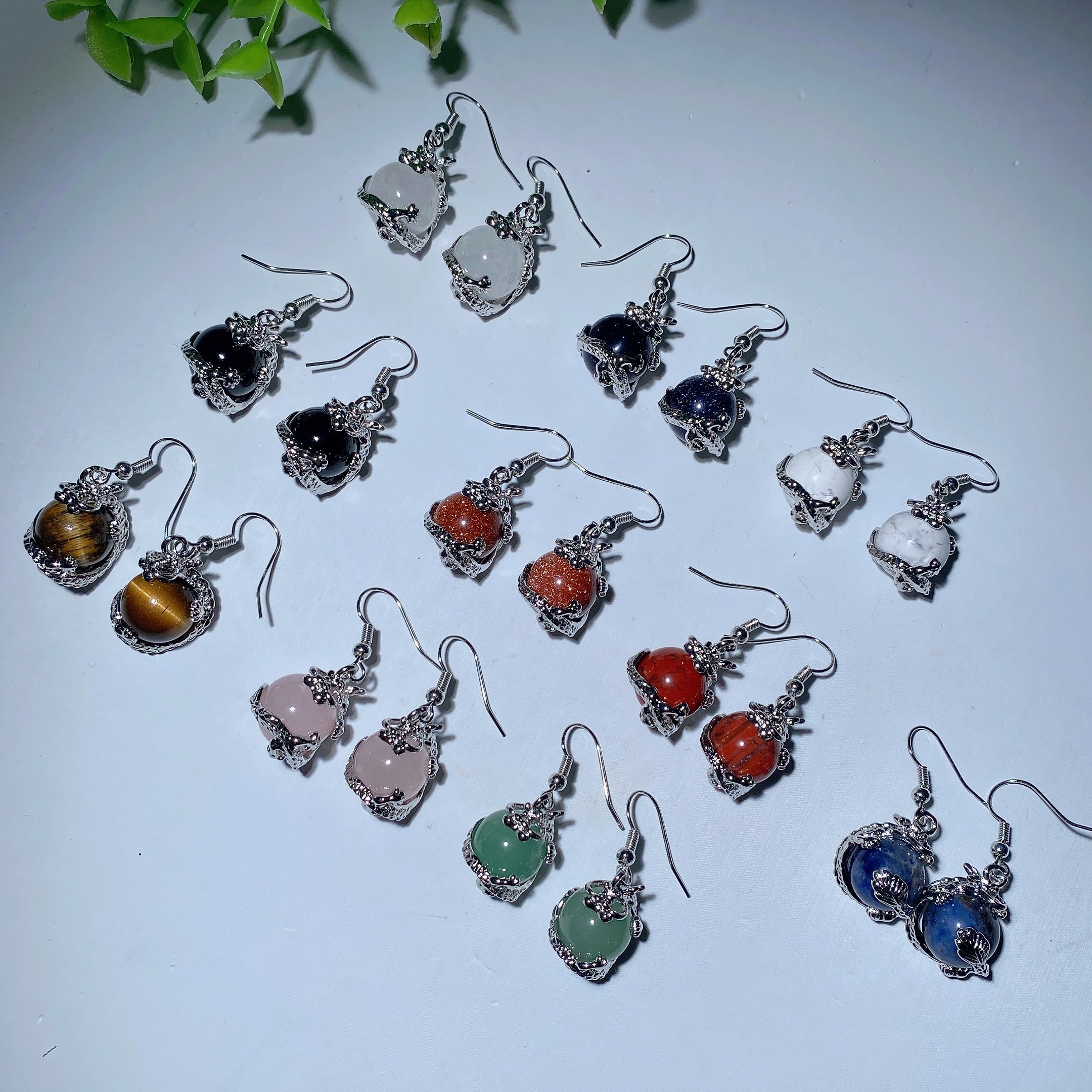 Mixed Crystal Dragon Earrings with Silver Dragon Design 1.5 Inch