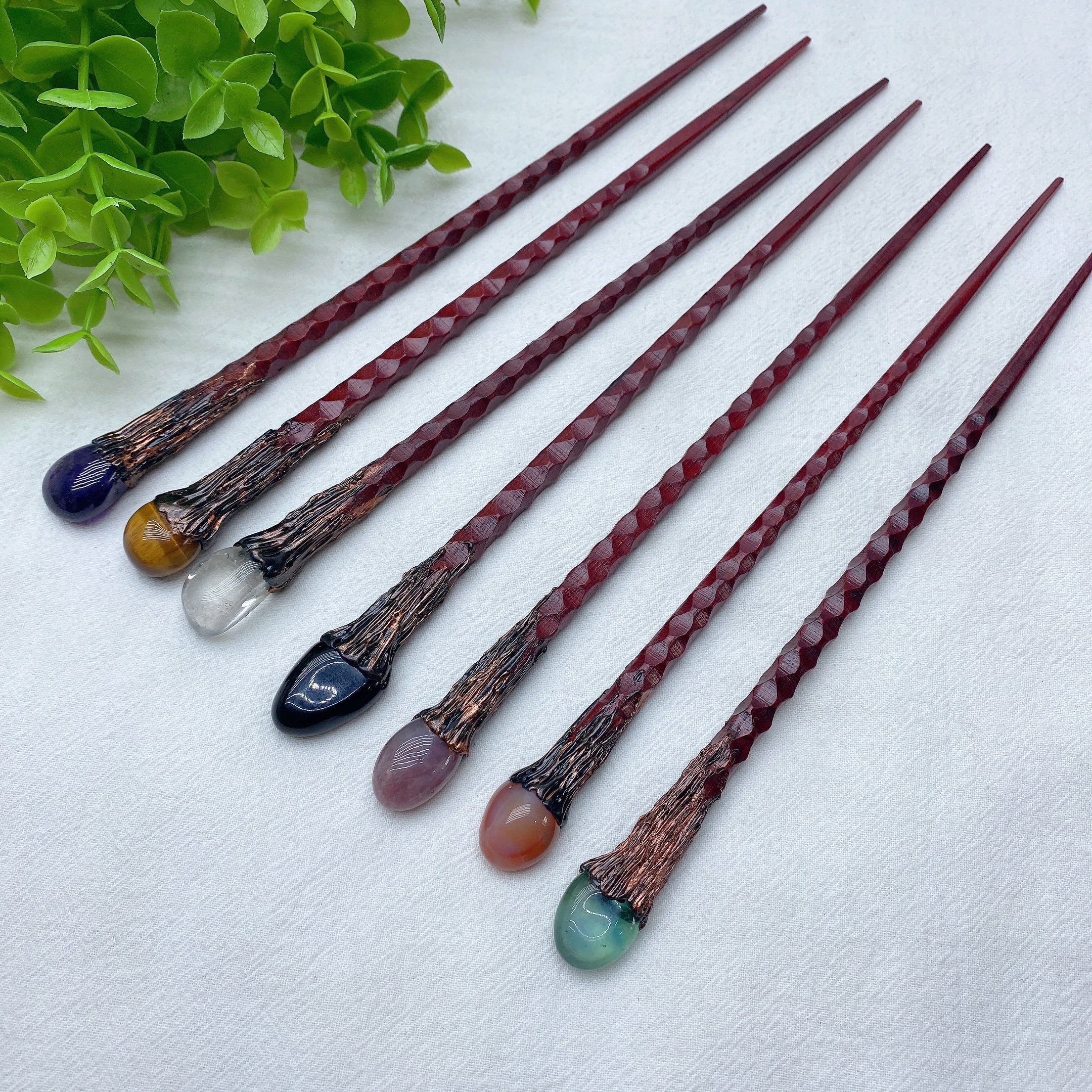 Mixed Crystal Hairpin with Healing Gemstones 9.2 Inch