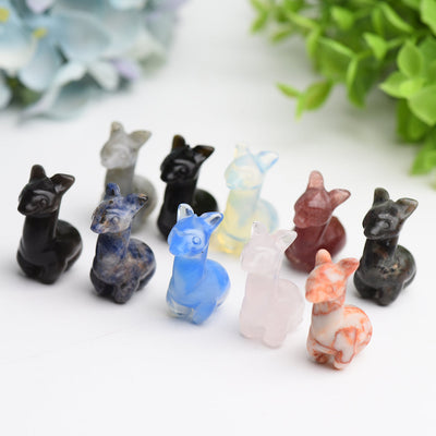Mixed Crystal Mini Alpaca Carving 1.3in Healing Figurine