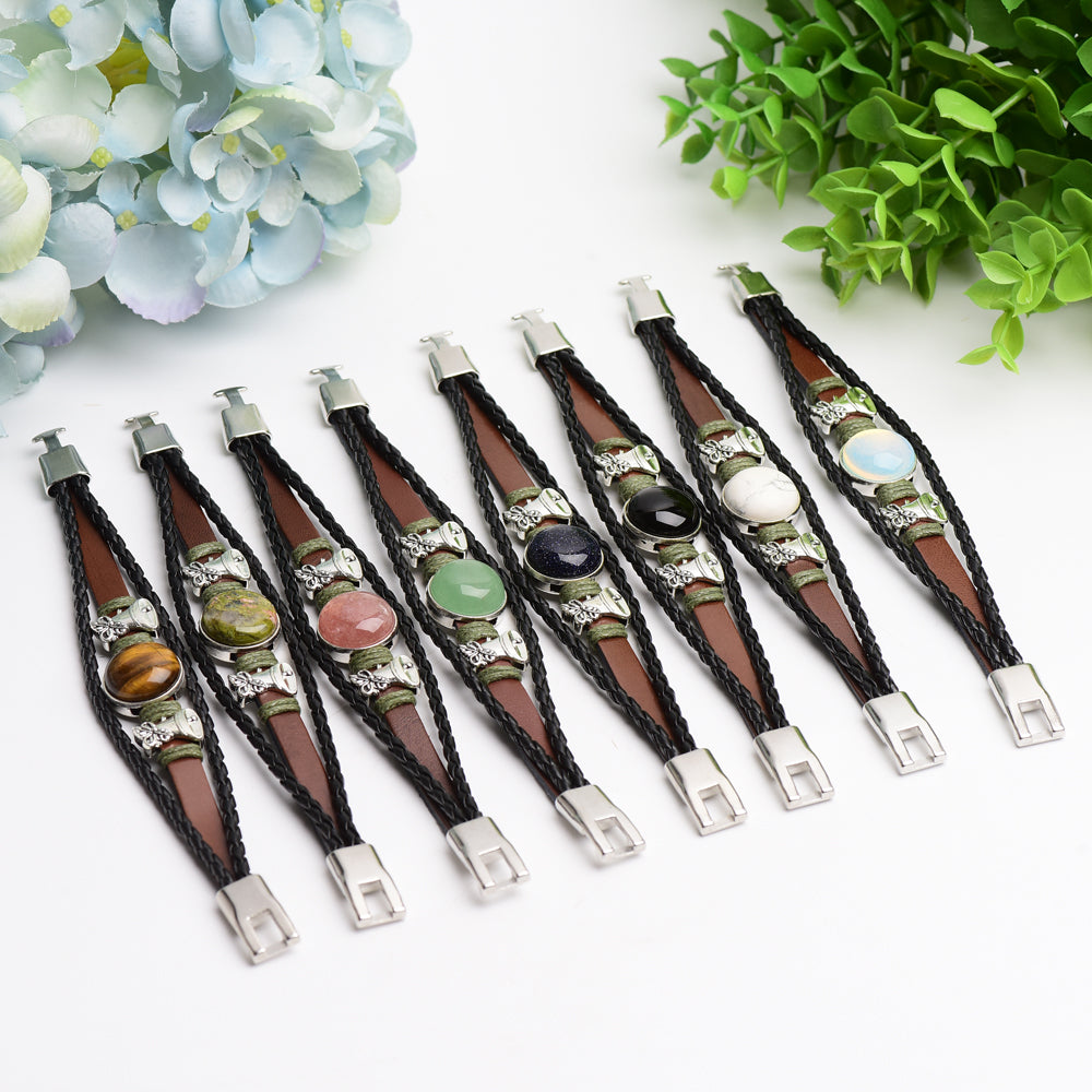 Mixed Crystal Spiritual Bracelet with Metal Snap Closure