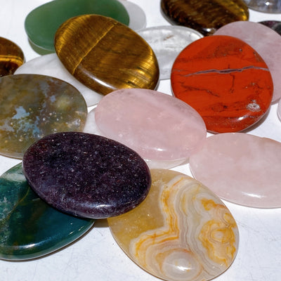 Mixed Crystal Worry Stones 1.4-1.8 Inch Flat Healing Stones