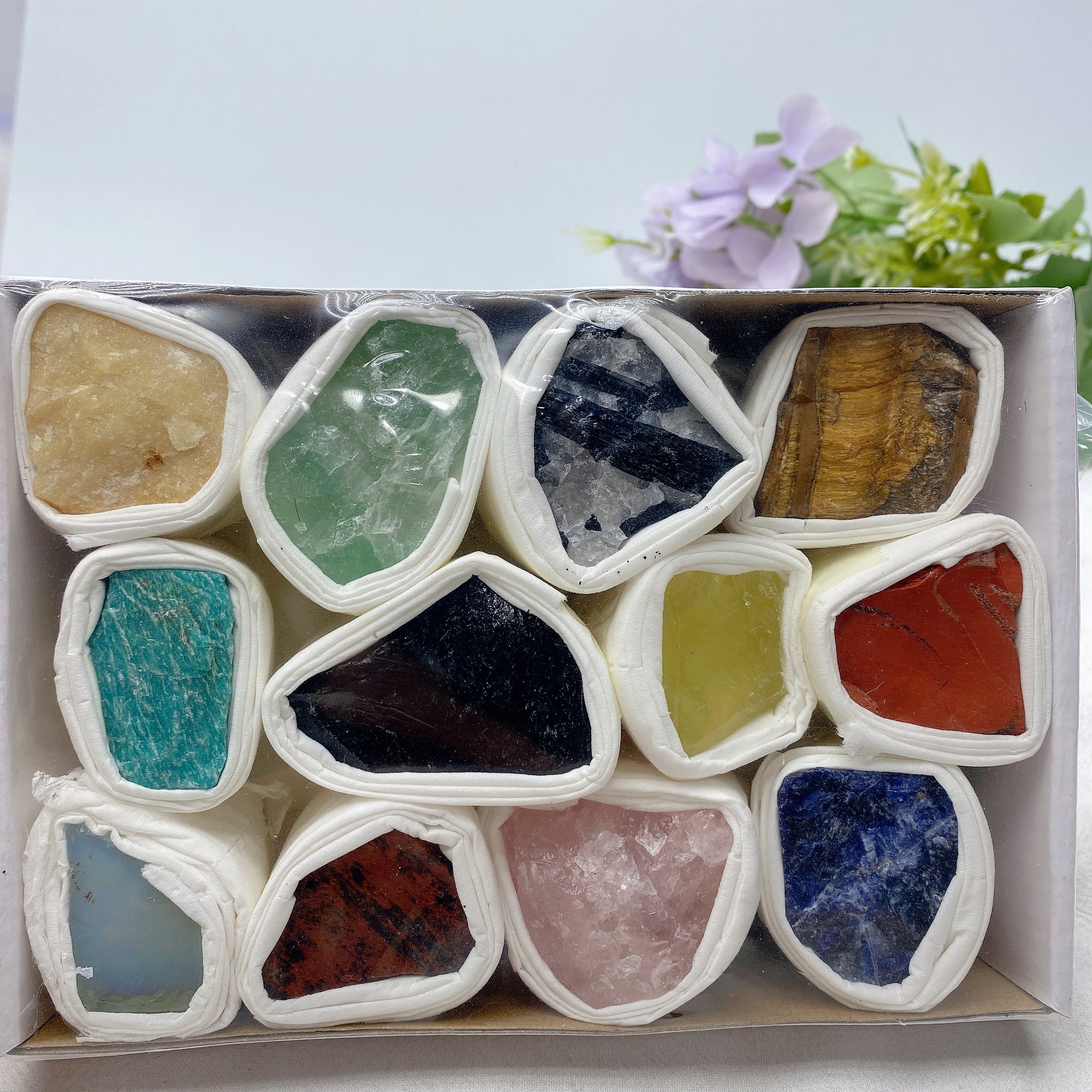 Mixed Raw Crystal Healing Stones | 6.5-inch Collection Box