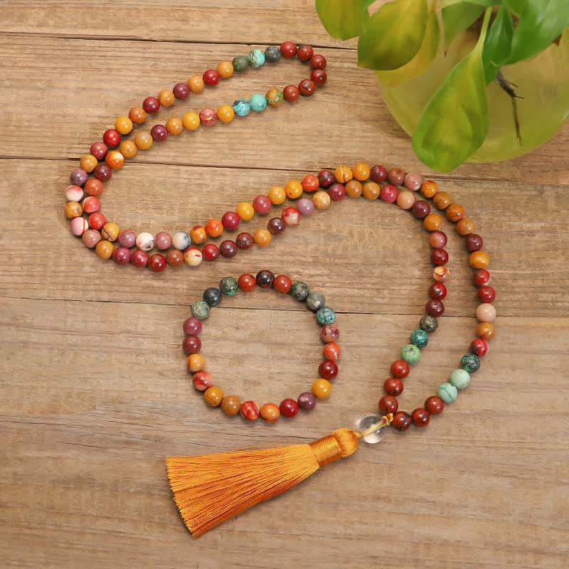 Mookaite 108 Bead Gemstone Mala for Emotional Growth
