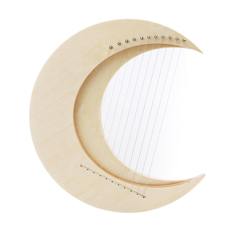 Crescent moon-shaped wooden harp with white strings for beginners Moon Lyre Harp