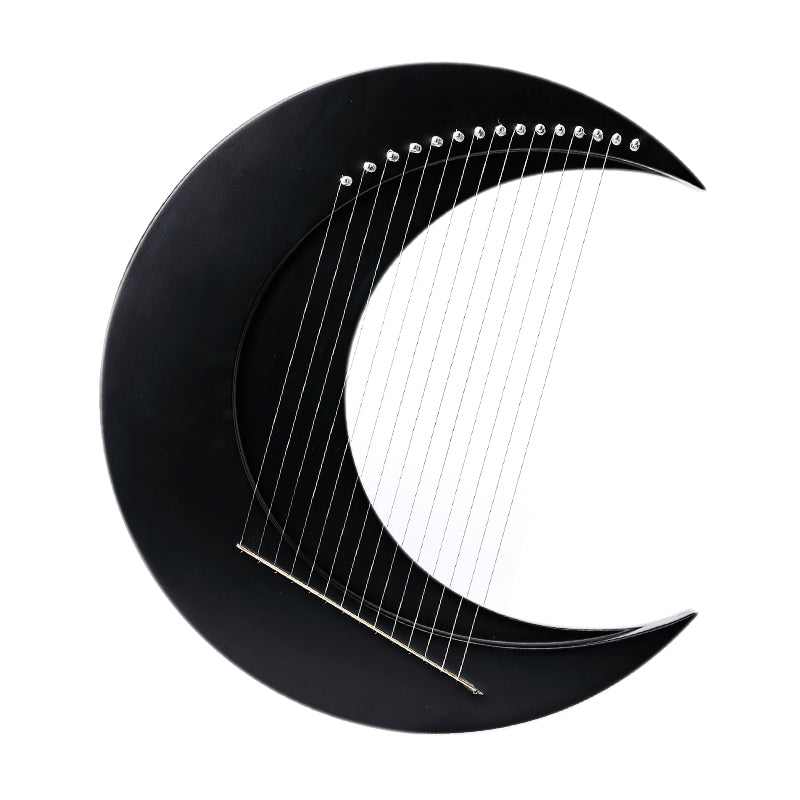 Crescent moon-shaped Moon Lyre Harp Instrument with 8, 11, or 15 strings for beginners