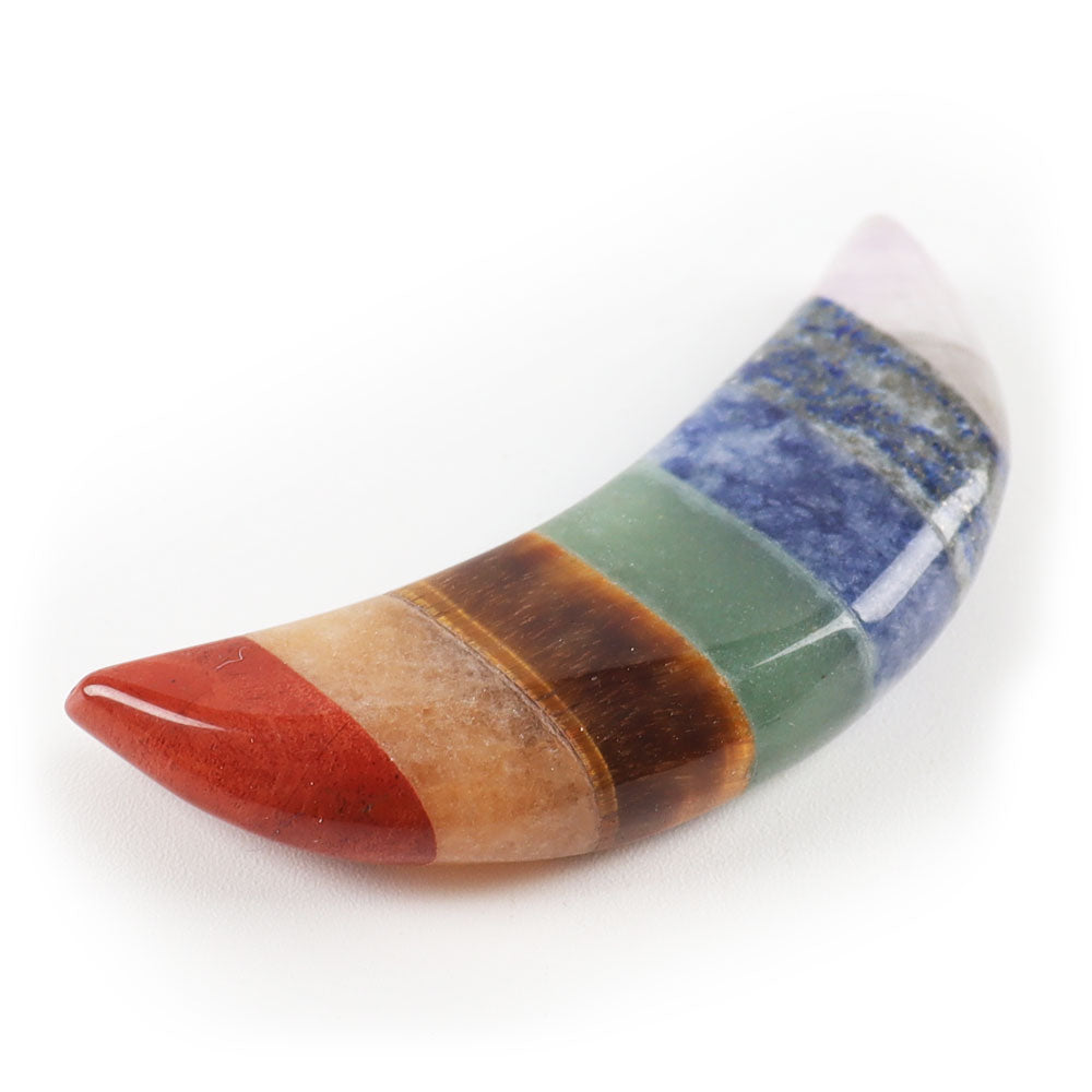 Moon Shape 7 Chakra Palm Stone 0.95x1.97 in Healing Crystal