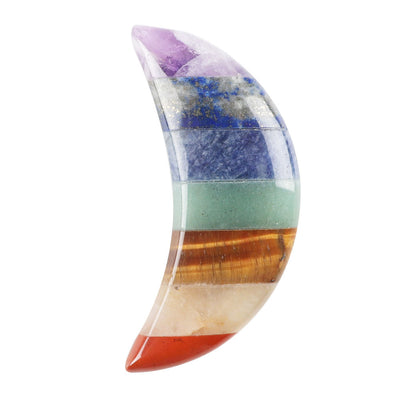 Moon Shape 7 Chakra Palm Stone 0.95x1.97 in Healing Crystal