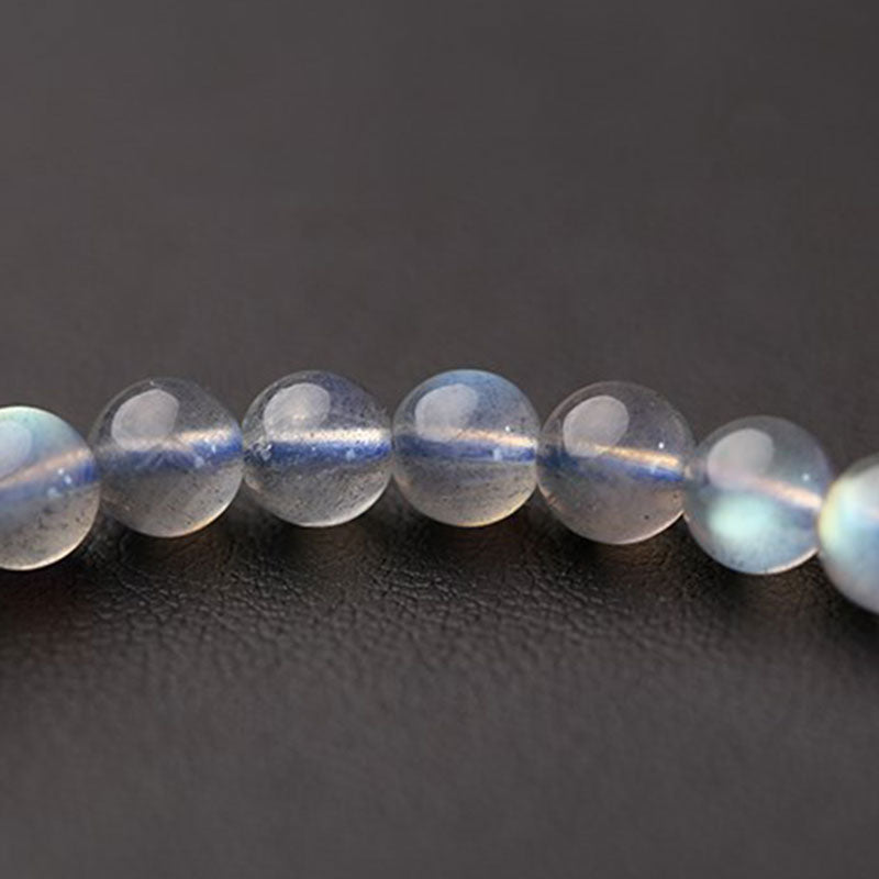 Moonstone Flower Charm Healing Bracelet 6-7mm Beads