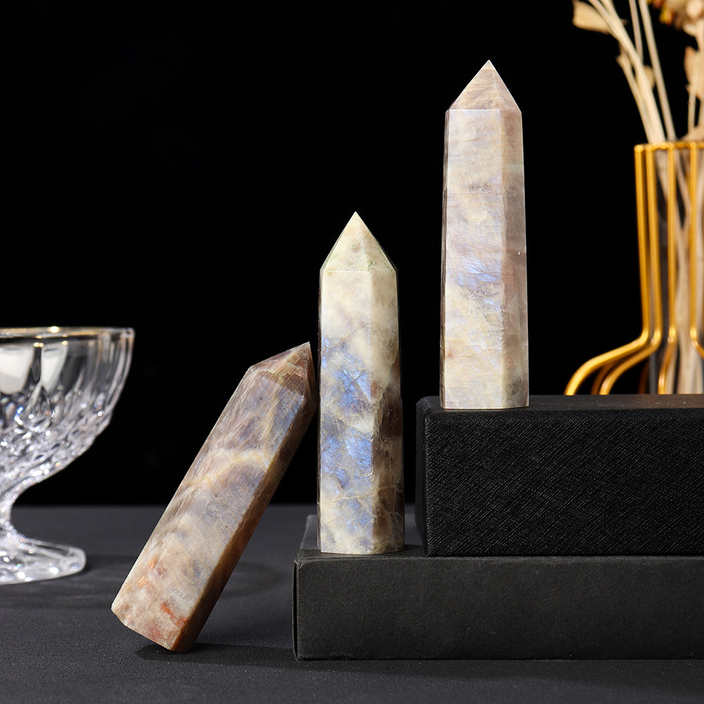 Moonstone Healing Crystal Tower for Balance & Love