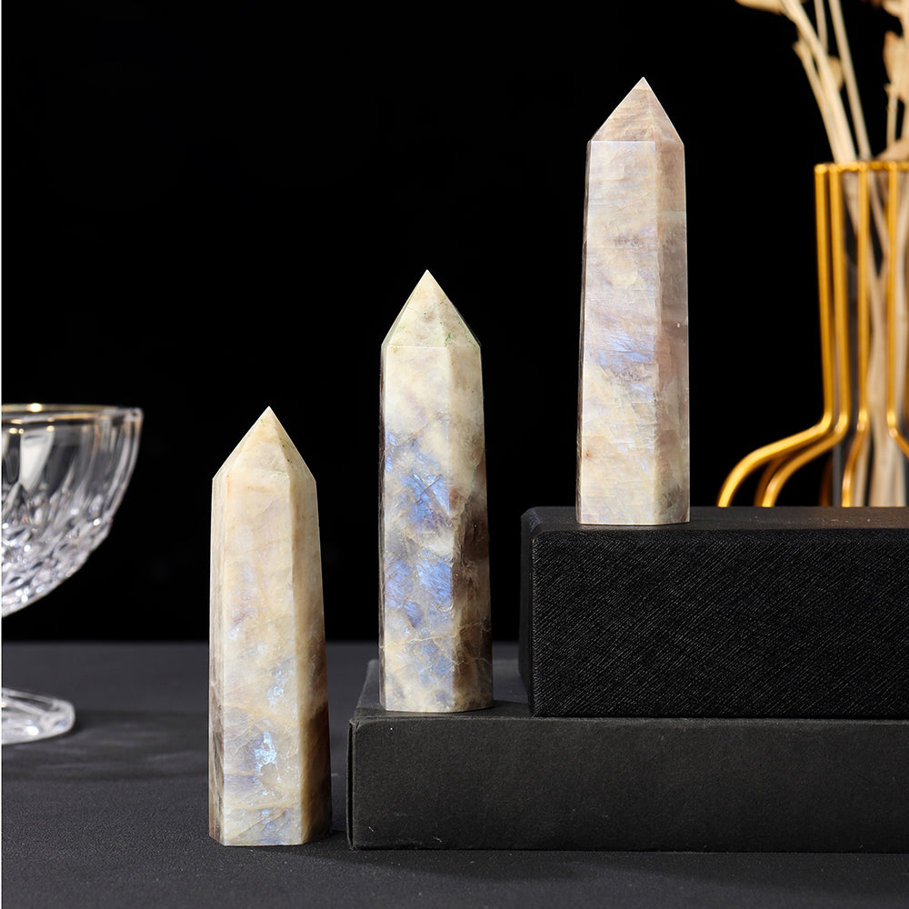 Moonstone Healing Crystal Tower for Balance & Love