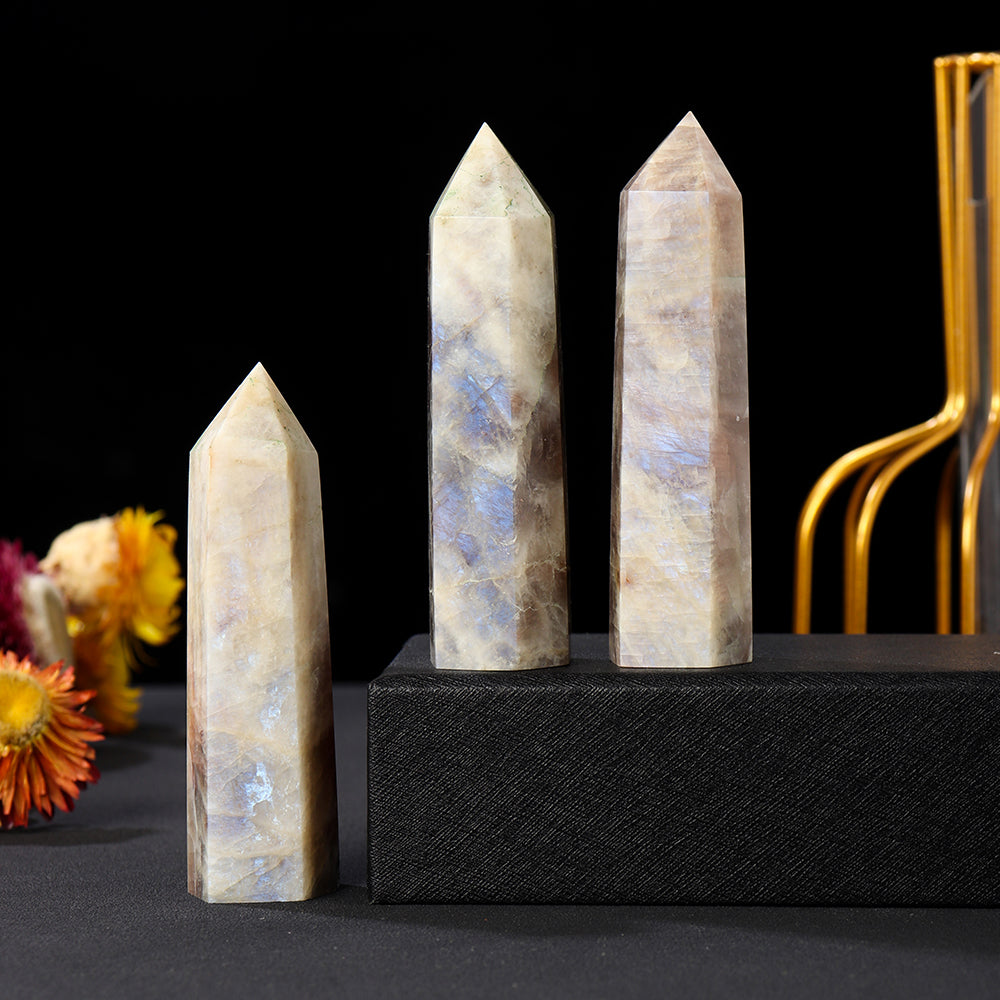 Moonstone Healing Crystal Tower for Balance & Love