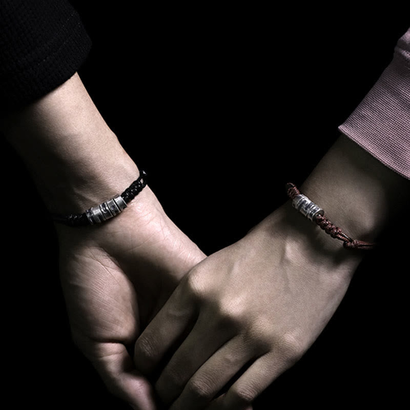 Morse Code Sterling Silver Wax Rope Bracelet