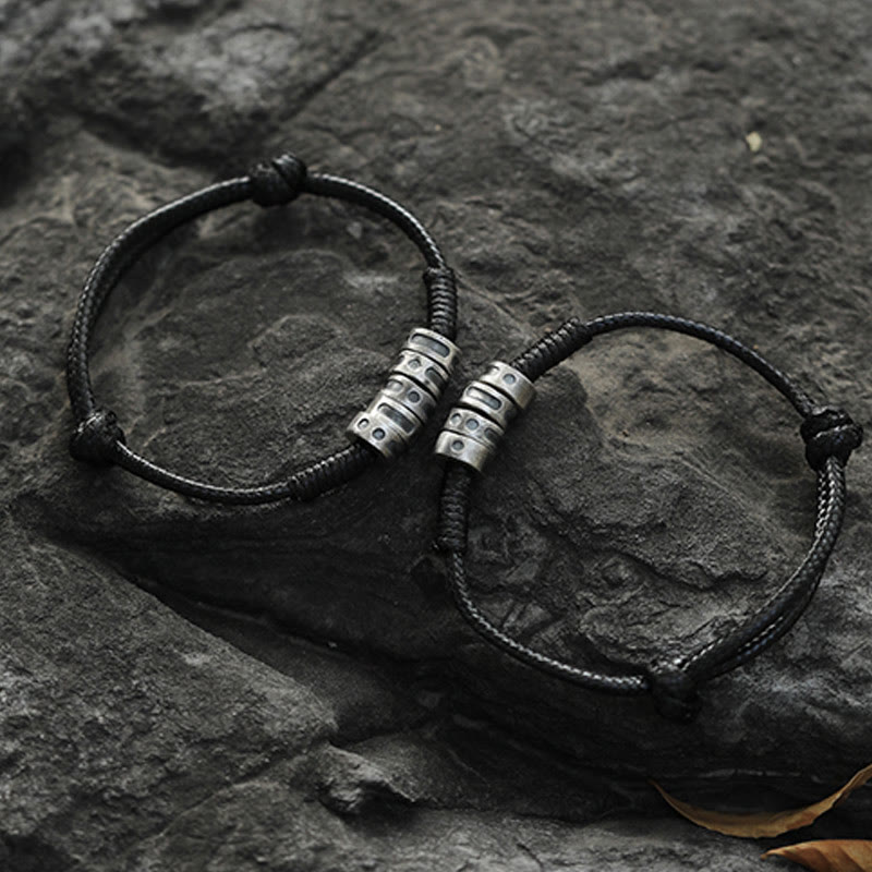 Morse Code Sterling Silver Wax Rope Bracelet