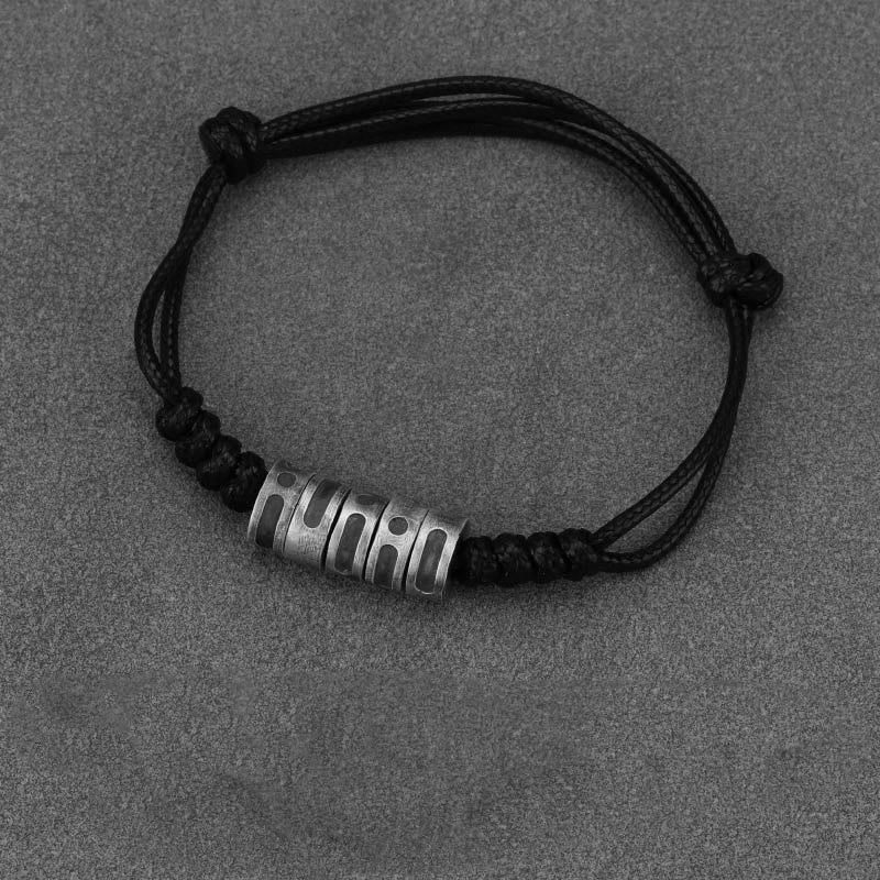 Morse Code Sterling Silver Wax Rope Bracelet