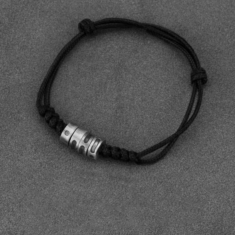 Morse Code Sterling Silver Wax Rope Bracelet