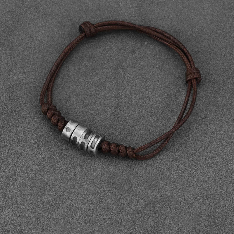 Morse Code Sterling Silver Wax Rope Bracelet