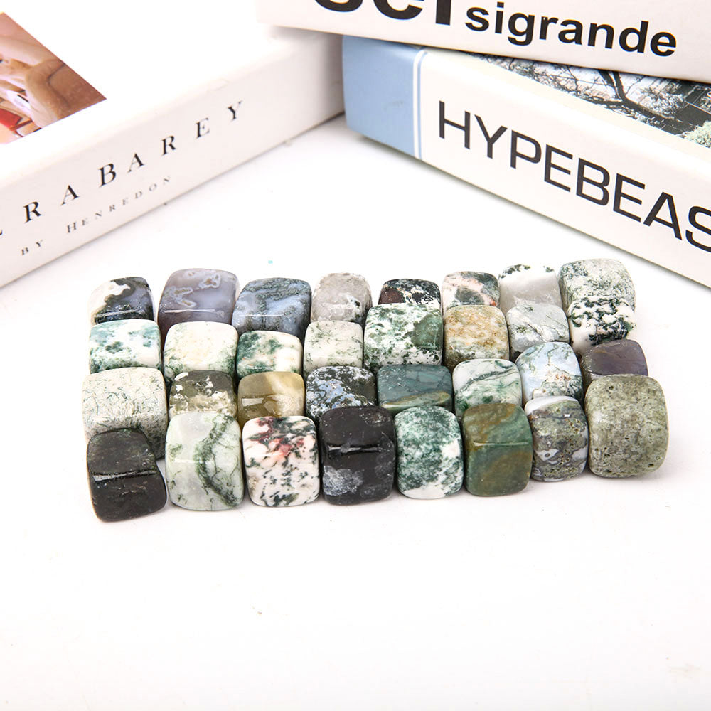 Moss Agate Cubes Bag 1.5-2cm Crystal Shapes for Healing