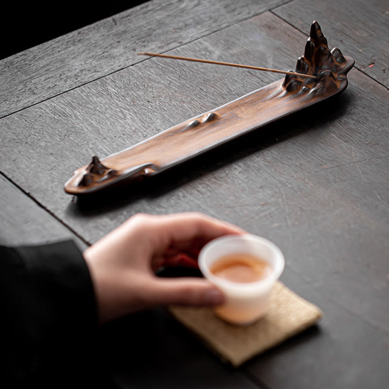 Mountains Boat Ceramic Incense Burner for Spiritual Healing