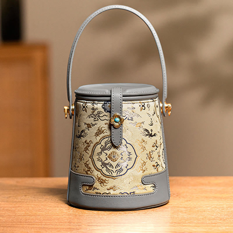 Mulberry Silk Spiritual Crossbody Bag with Crane Deer Brocade