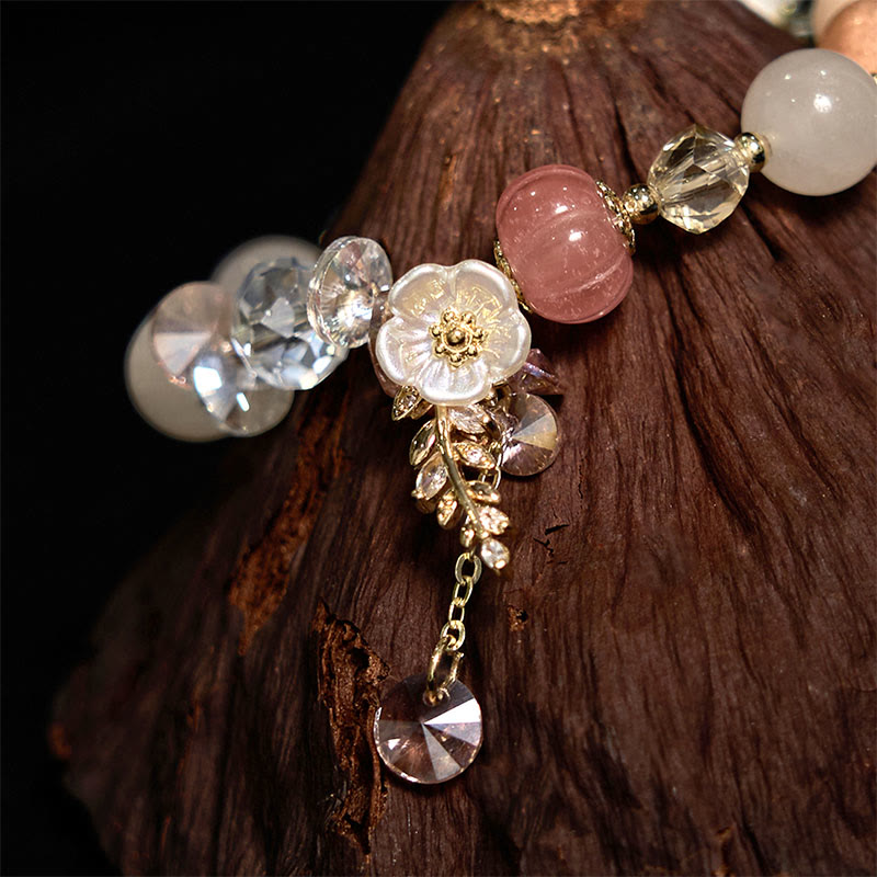 Multi-Stone Healing Bracelet with Flower Accents