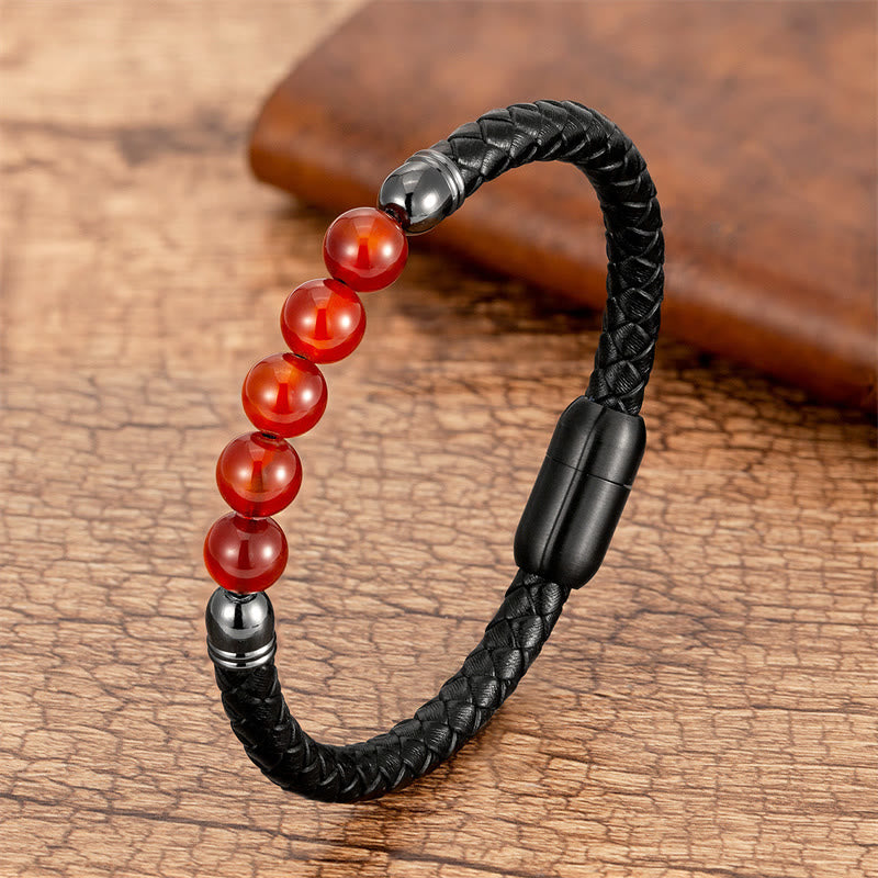 Multi-Stone Protection Leather Bracelet