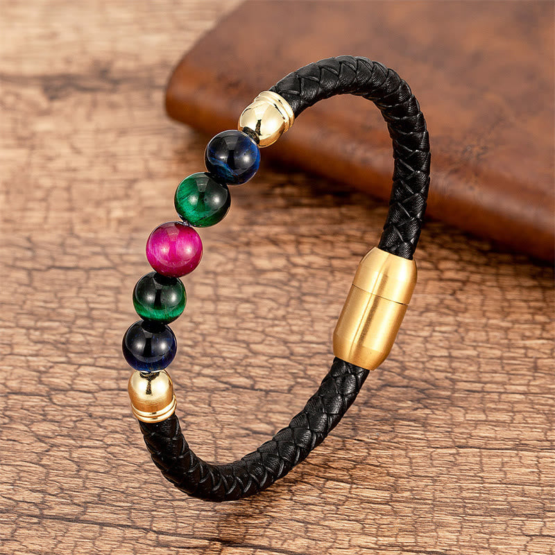 Multi-Stone Protection Leather Bracelet