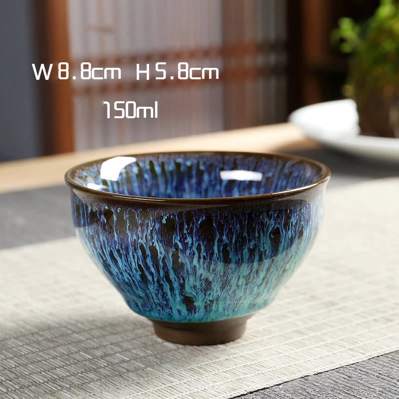 Multicolor Ceramic Tea Cup Ocean Wave | Zen Decor