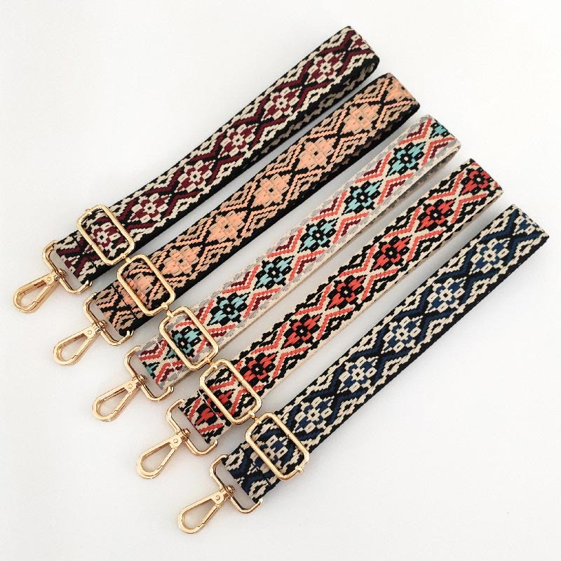 Multicolor Embroidered Adjustable Bag Strap for Spiritual Accessories