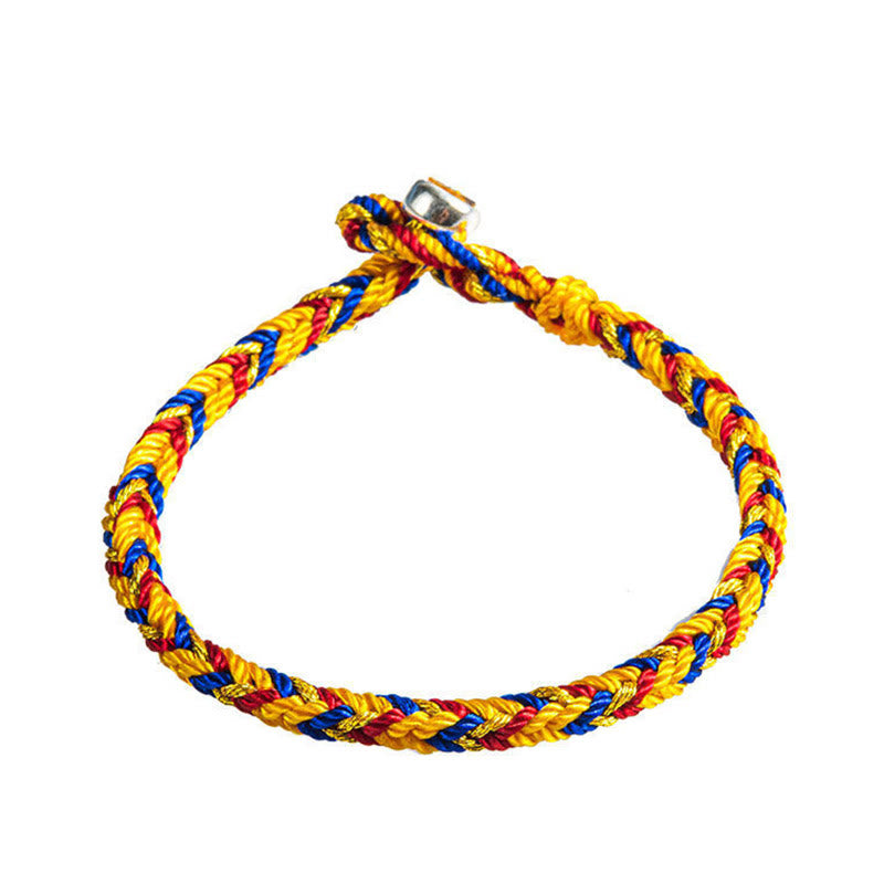 Multicolored Red String Protection Bracelet with Silver Charm