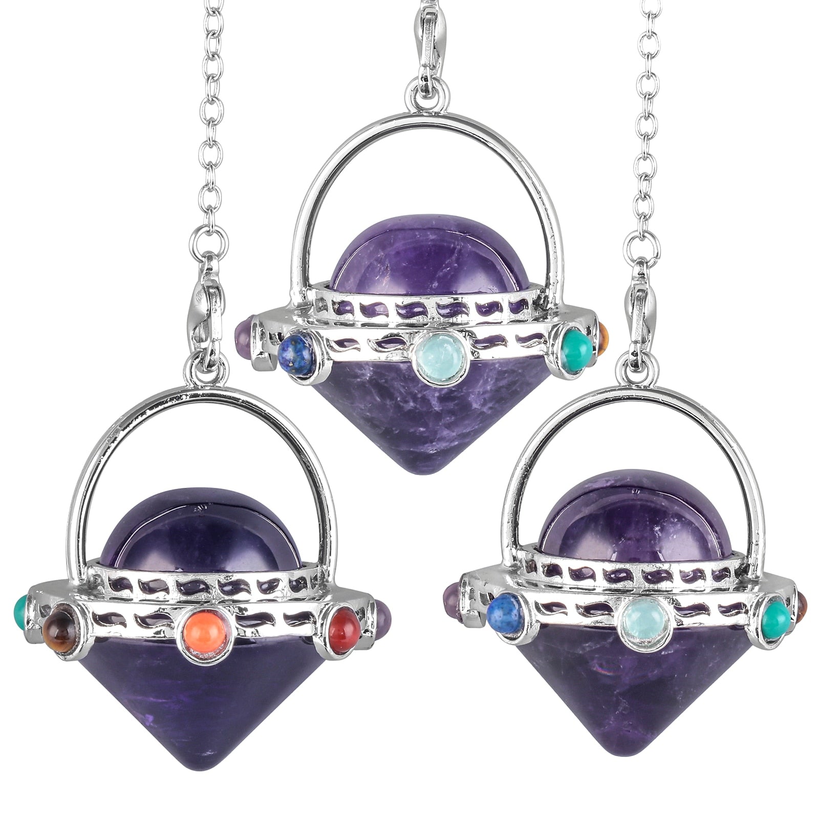 Mystical Tiger's Eye and Amethyst Crystal Pendulum