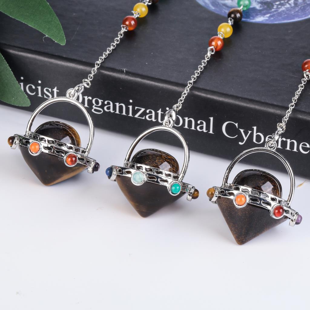 Mystical Tiger's Eye and Amethyst Crystal Pendulum