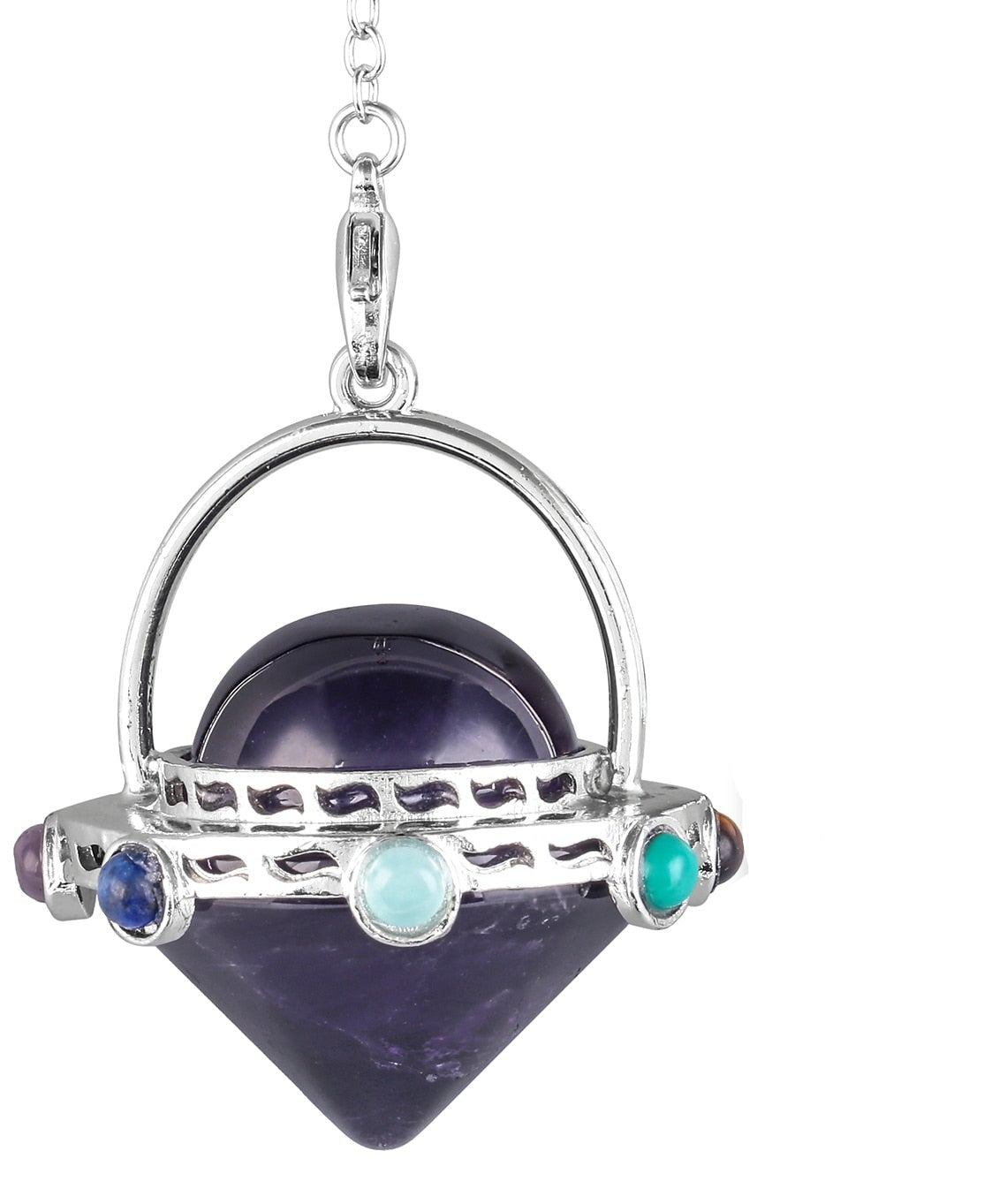 Mystical Tiger's Eye and Amethyst Crystal Pendulum