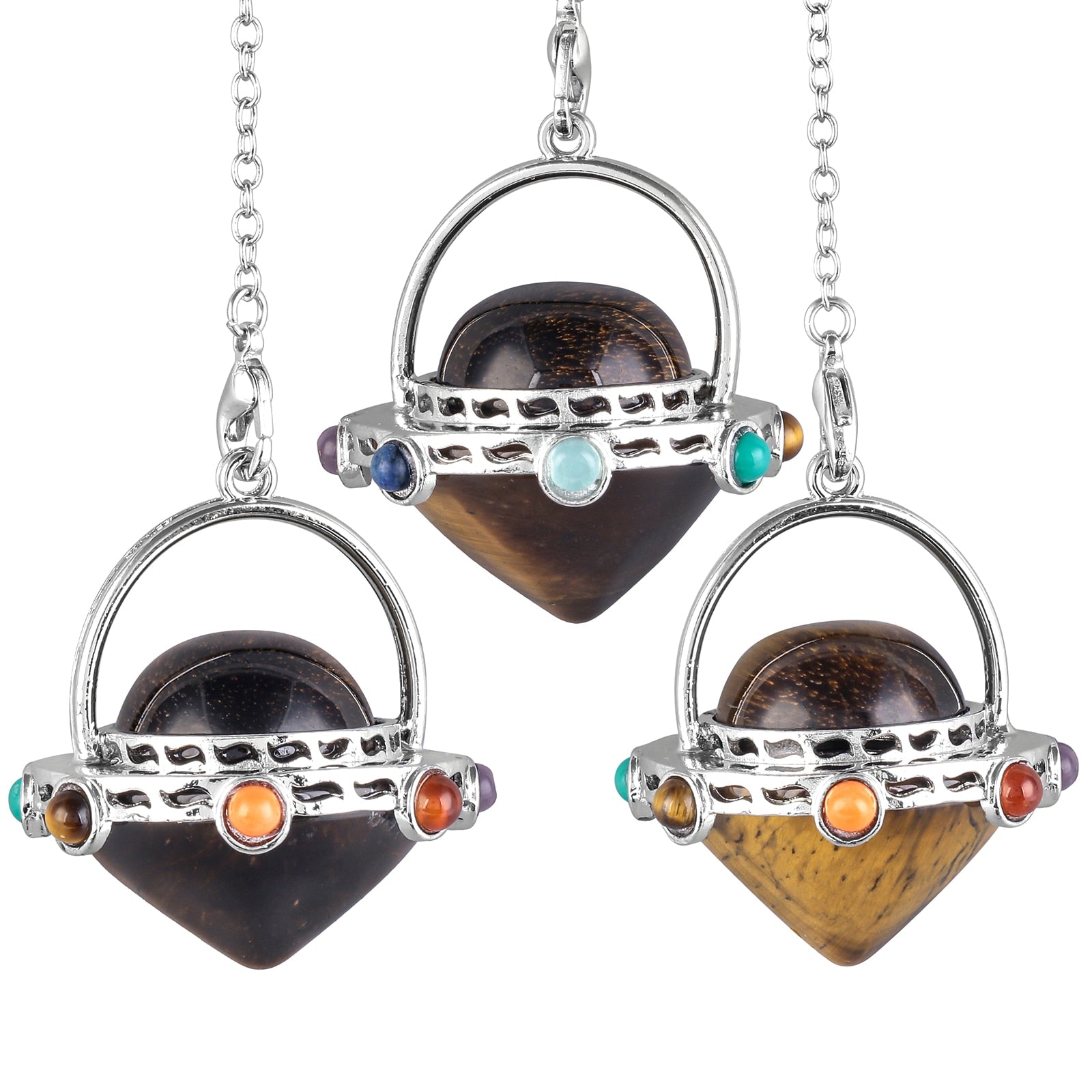 Mystical Tiger's Eye and Amethyst Crystal Pendulum