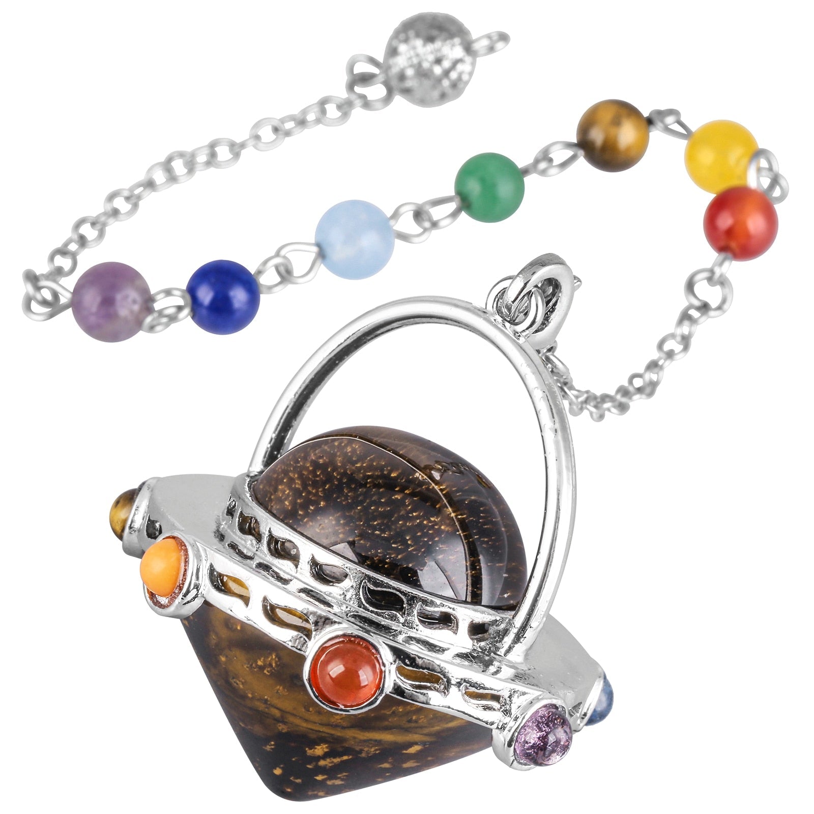 Mystical Tiger's Eye and Amethyst Crystal Pendulum