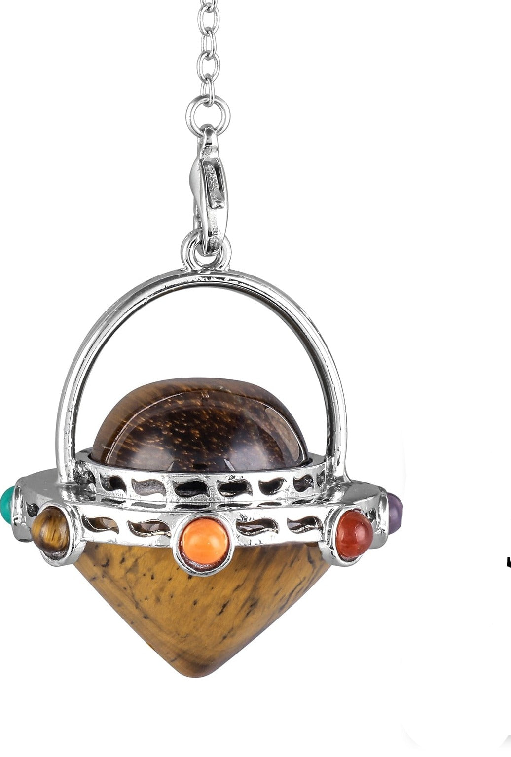 Mystical Tiger's Eye and Amethyst Crystal Pendulum