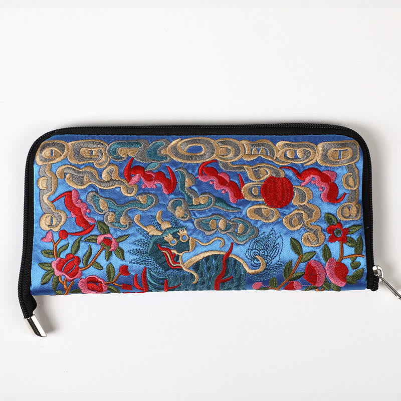 Mythical Beast Embroidered Handbag | Phoenix Dragon Qilin 23cm