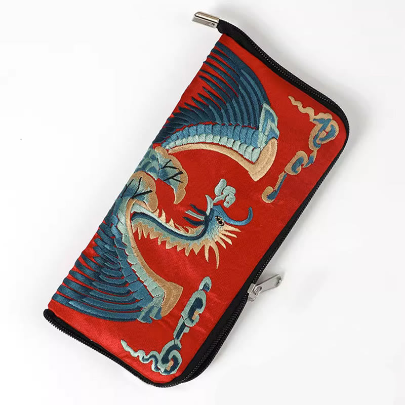 Mythical Beast Embroidered Handbag | Phoenix Dragon Qilin 23cm