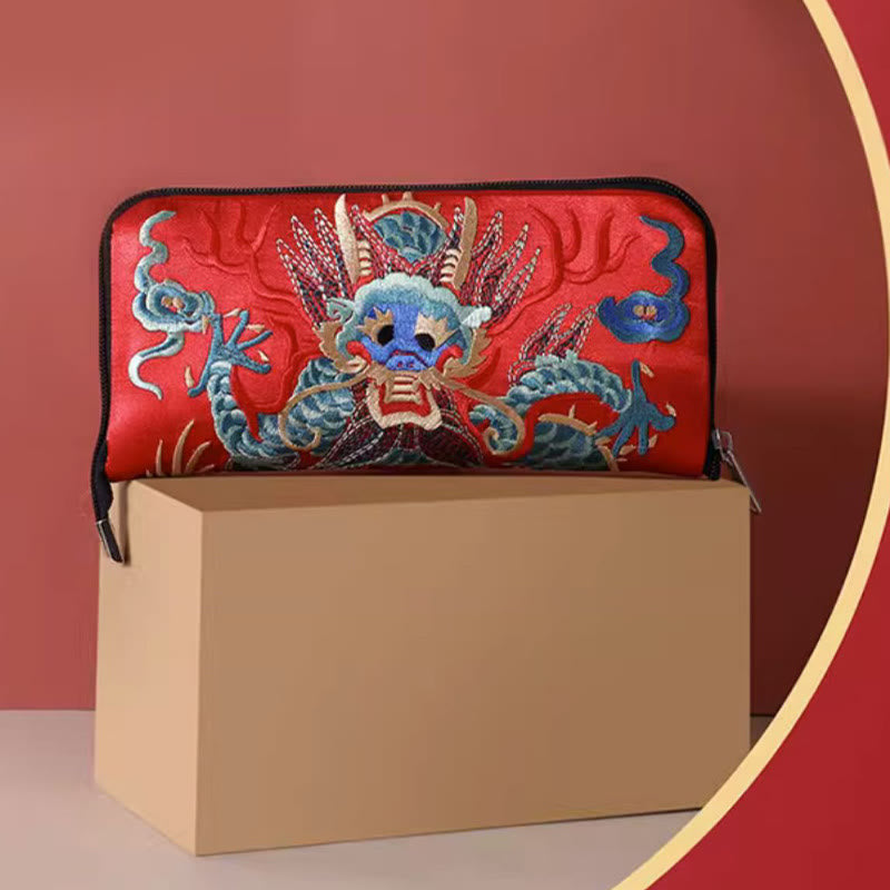 Mythical Beast Embroidered Handbag | Phoenix Dragon Qilin 23cm