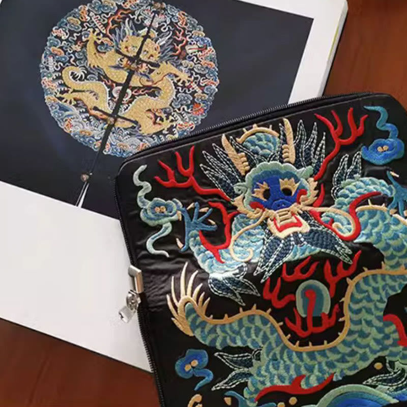Mythical Beast Embroidered Handbag | Phoenix Dragon Qilin 23cm