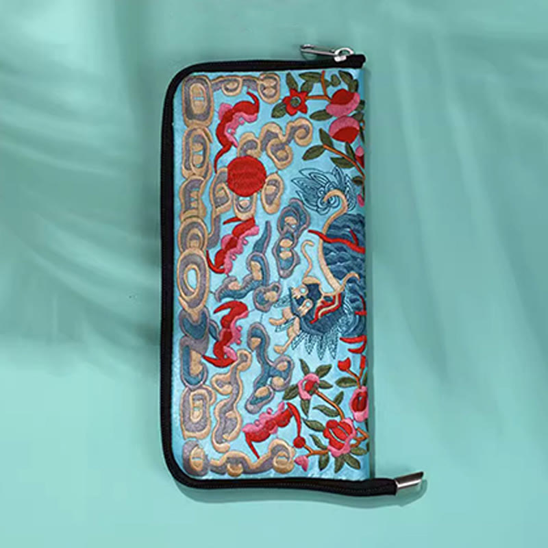 Mythical Beast Embroidered Handbag | Phoenix Dragon Qilin 23cm