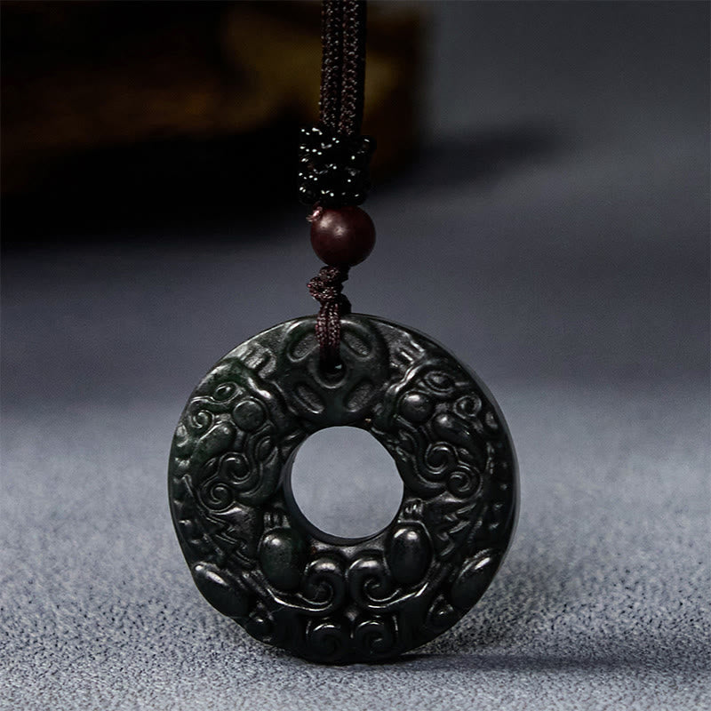 Nanyang Black-Green Jade Necklace for Protection & Calm