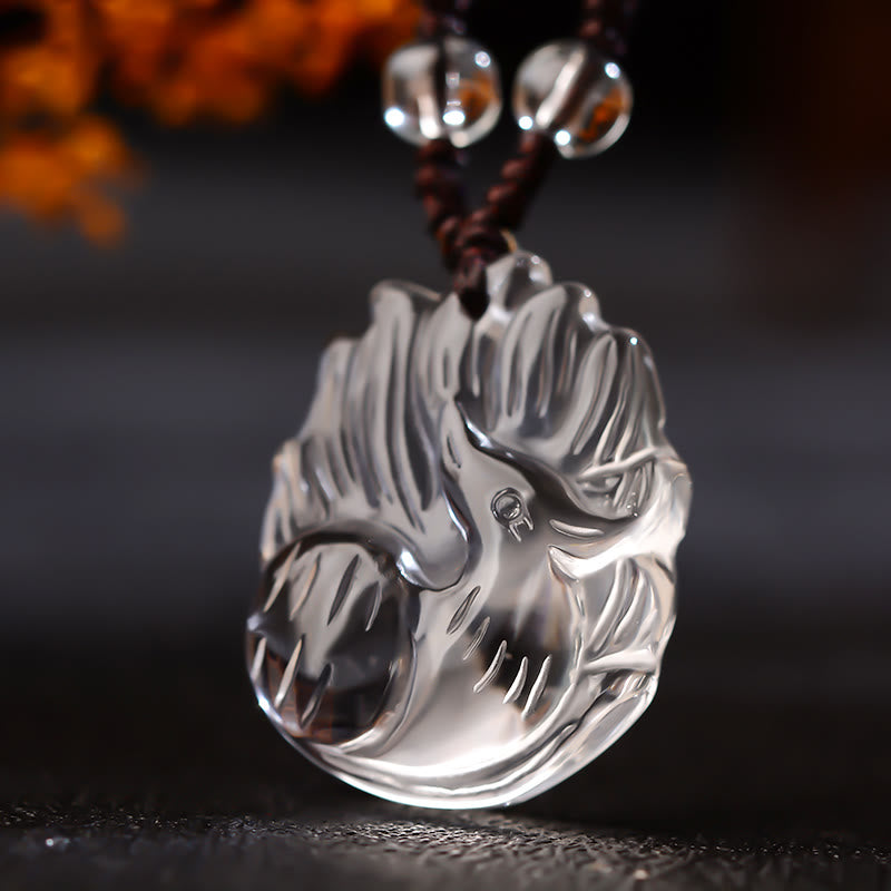 Natural Amethyst Nine Tailed Fox Luck Necklace