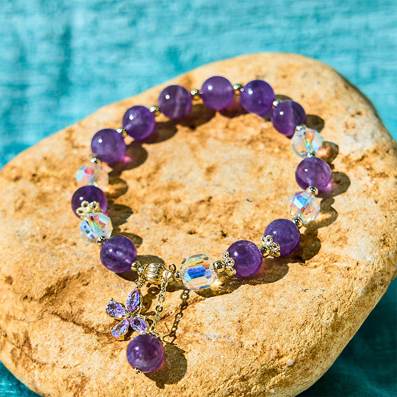 Natural Amethyst Spiritual Butterfly Charm Bracelet