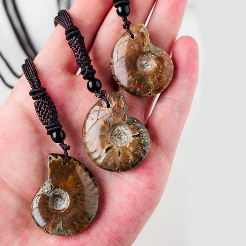 Natural Ammonite Meditation Necklace Pendant for Healing