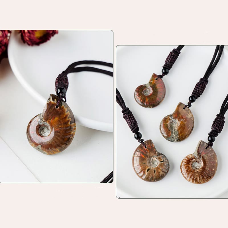 Natural Ammonite Meditation Necklace Pendant for Healing