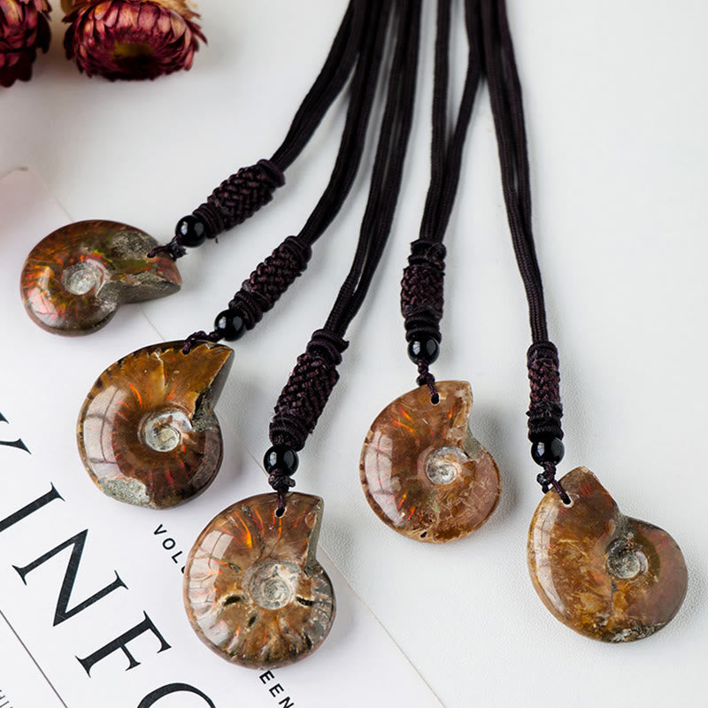 Natural Ammonite Meditation Necklace Pendant for Healing